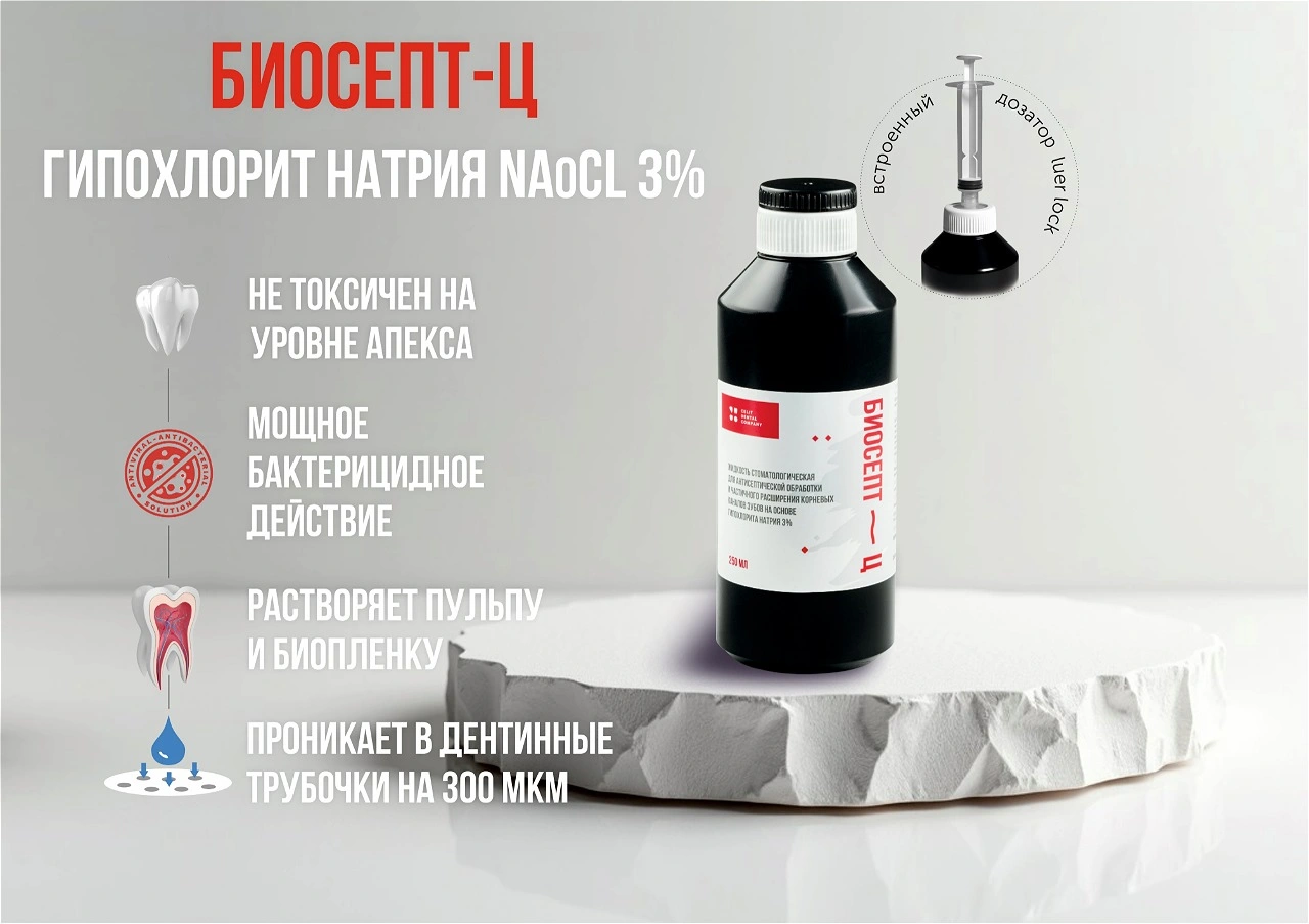 «Биосепт-Ц» (Гипохлорит натрия 3%). Новая система набора и фиксации Luer Lock